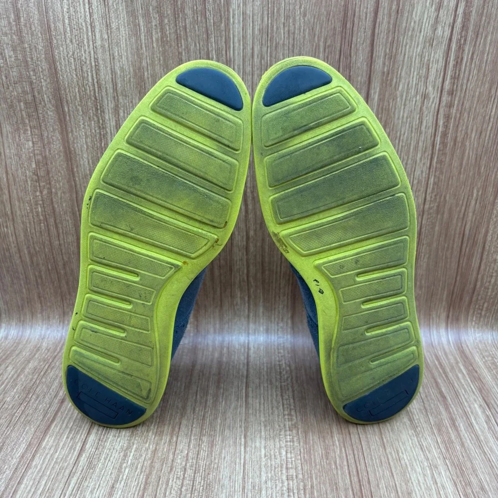 Cole Haan Lunargrand‎  Wingtip Oxford Grey Neon Yellow Men's 9.5M Suede Shoes